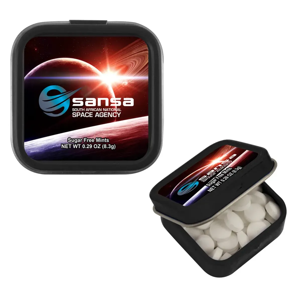 Custom Mini Square Mint Tins — supplier sample
