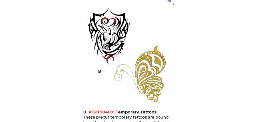 Custom Temporary Tattoos supplier sample
