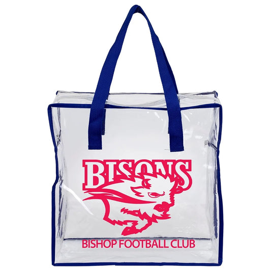 Custom ARETE Clear Zippered Stadium Tote — supplier sample