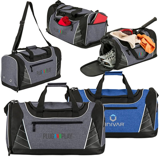 Custom Two-Tone Gym Duffel Bag — supplier sample