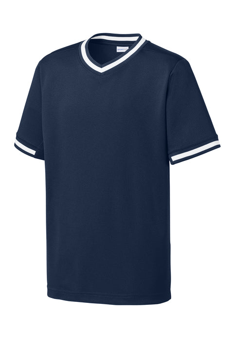 Navy Sport-Tek youth V-neck baseball and softball jersey