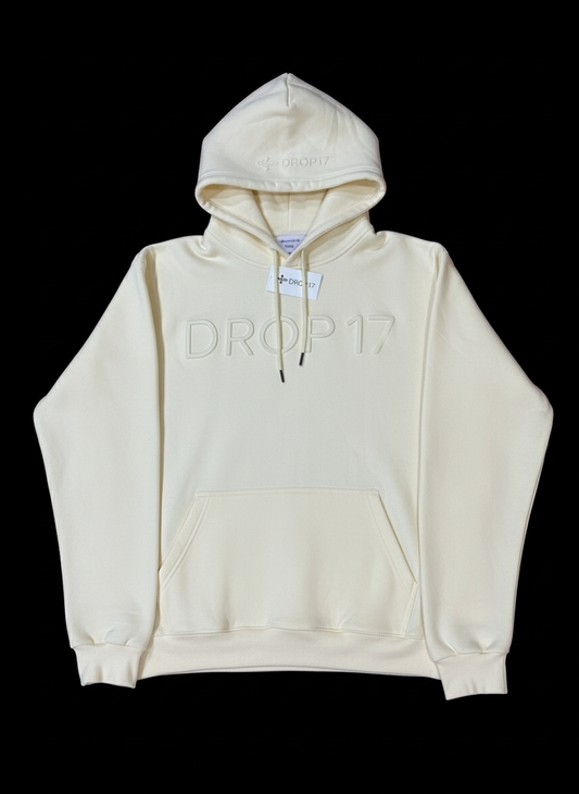 Drop 17 Embossed Oversized Hoodie - Cream