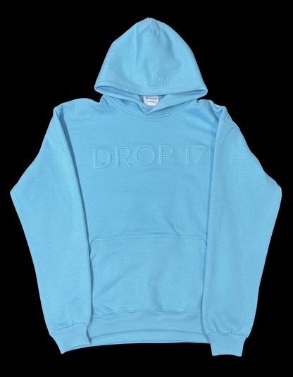 Drop 17 Embossed Oversized Hoodie - Sky Blue